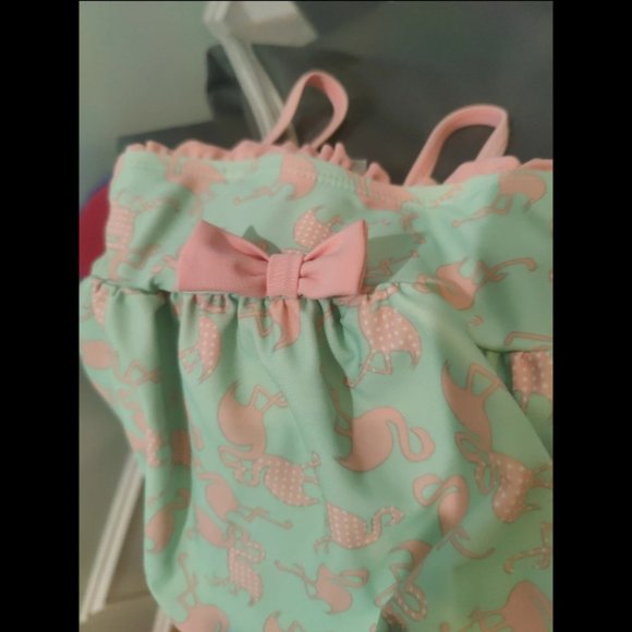 Swimsuit girls 6 to 9 months infant flamingos sea foam Lilly Pulitzer baby swim - Picture 6 of 7